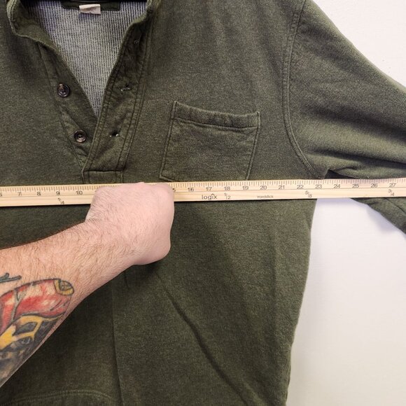 Eddie Bauer Sport Shop Green Pullover Sweatshirt L, Button Neck Long Sleeve - Picture 6 of 8